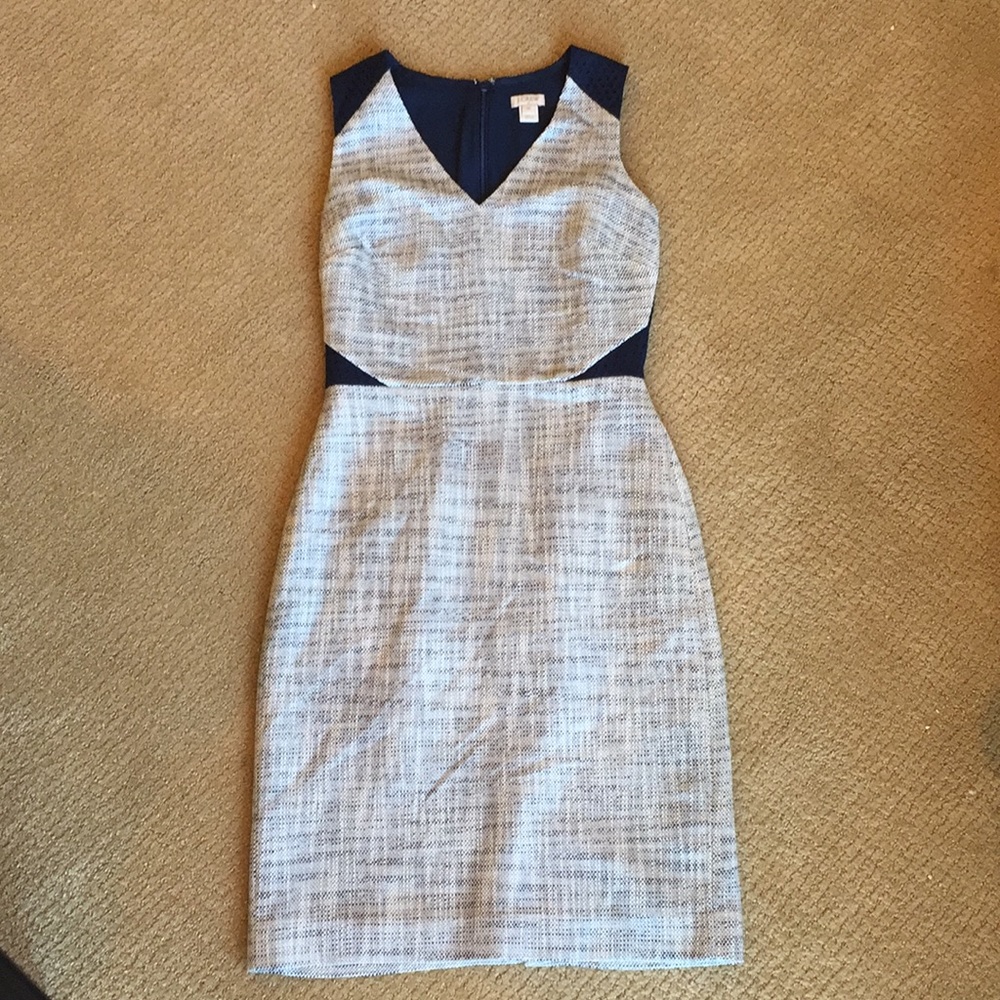 Gorgeous!  J Crew color-block  tweed dress